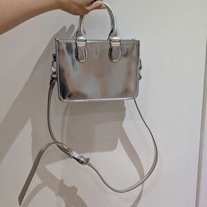 J.Crew Silver Metallic Leather Handbag